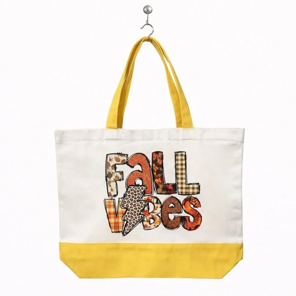 “Fall Vibes” / Fall Canvas Tote Bag - Fall/Autumn Design